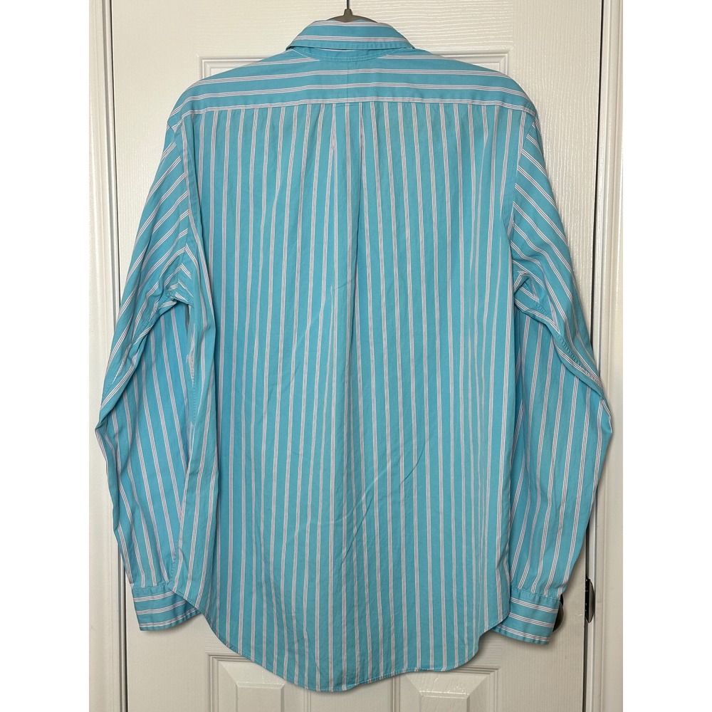 Ralph Lauren Classic Fit Mens Medium Blue Purple Stripe Button Down Shirt Cotton - Picture 3 of 11